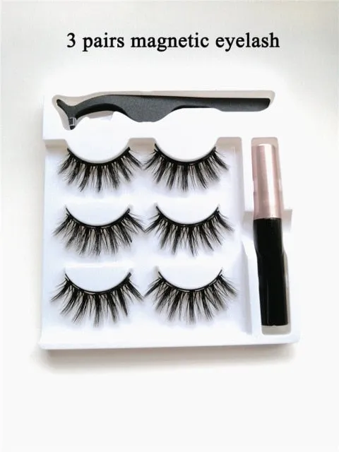 VenusFox Mix 1/3/5/7/10 Pairs Eye Makeup Magnet Lashes Magnetic False Eyelashes Liqiud Eyeliner Beauty Kit Mink Eyelash Wholesale