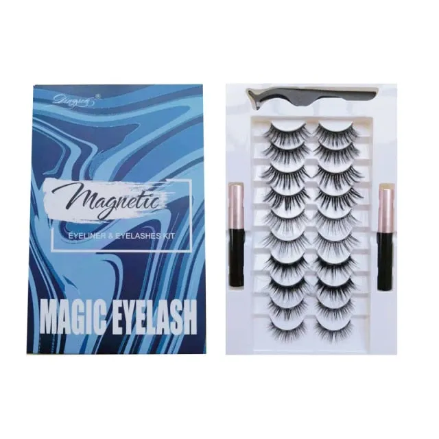 VenusFox Mix 1/3/5/7/10 Pairs Eye Makeup Magnet Lashes Magnetic False Eyelashes Liqiud Eyeliner Beauty Kit Mink Eyelash Wholesale
