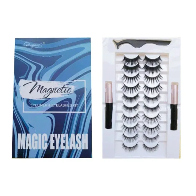 VenusFox Mix 1/3/5/7/10 Pairs Eye Makeup Magnet Lashes Magnetic False Eyelashes Liqiud Eyeliner Beauty Kit Mink Eyelash Wholesale