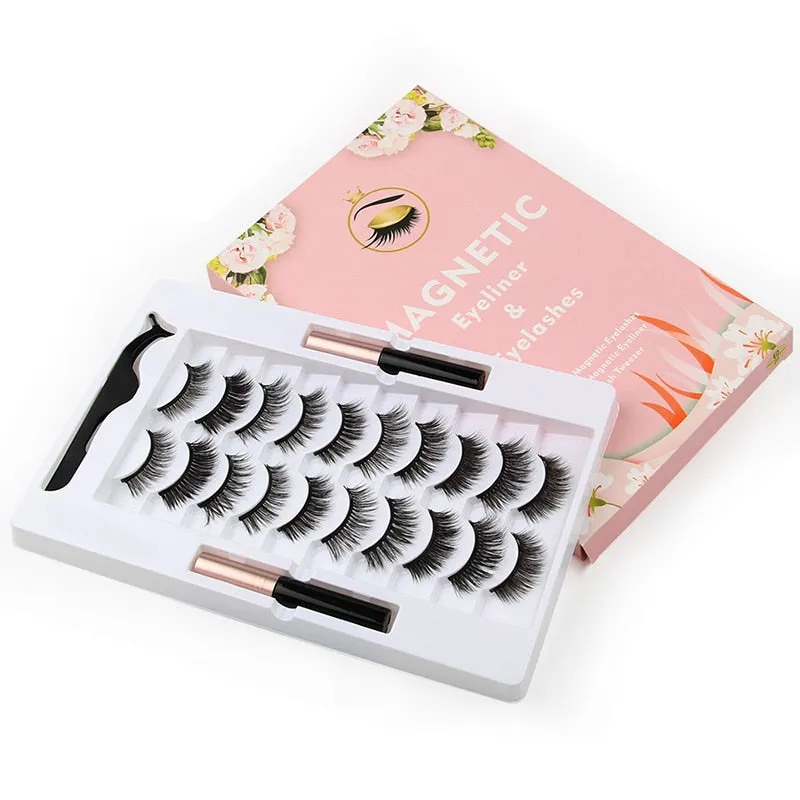 VenusFox Mix 1/3/5/7/10 Pairs Eye Makeup Magnet Lashes Magnetic False Eyelashes Liqiud Eyeliner Beauty Kit Mink Eyelash Wholesale