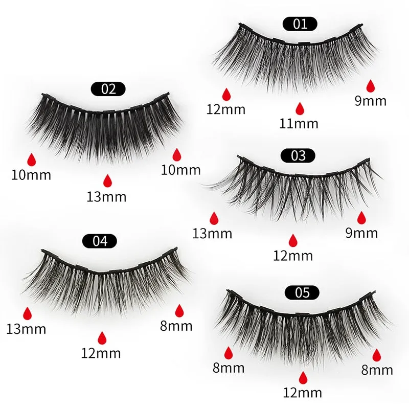 VenusFox Mix 1/3/5/7/10 Pairs Eye Makeup Magnet Lashes Magnetic False Eyelashes Liqiud Eyeliner Beauty Kit Mink Eyelash Wholesale