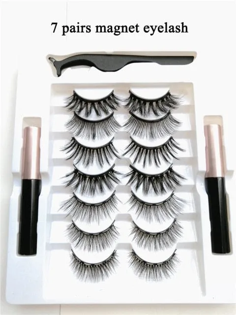 VenusFox Mix 1/3/5/7/10 Pairs Eye Makeup Magnet Lashes Magnetic False Eyelashes Liqiud Eyeliner Beauty Kit Mink Eyelash Wholesale