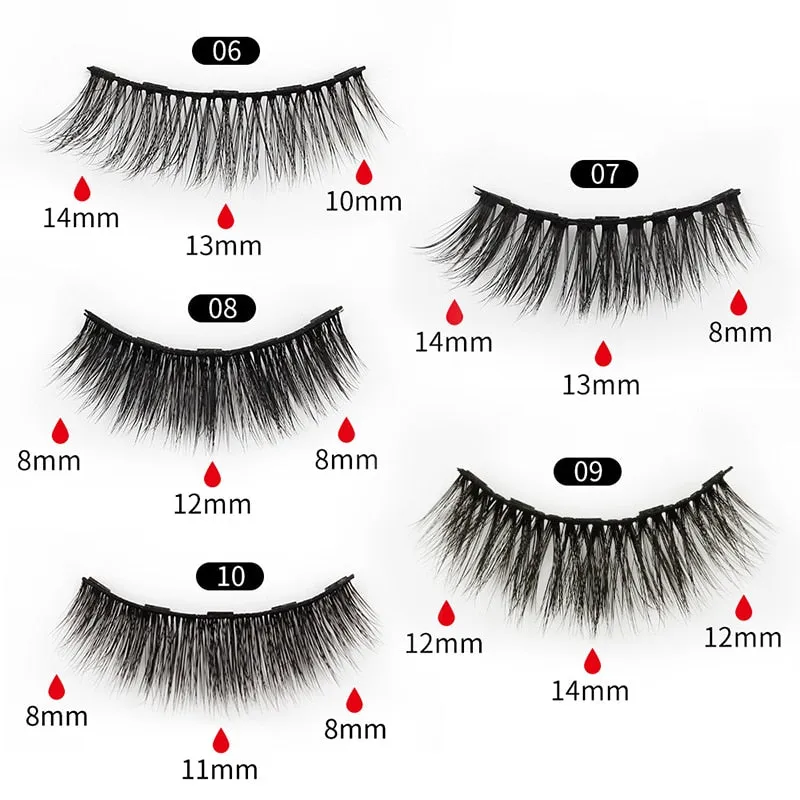 VenusFox Mix 1/3/5/7/10 Pairs Eye Makeup Magnet Lashes Magnetic False Eyelashes Liqiud Eyeliner Beauty Kit Mink Eyelash Wholesale