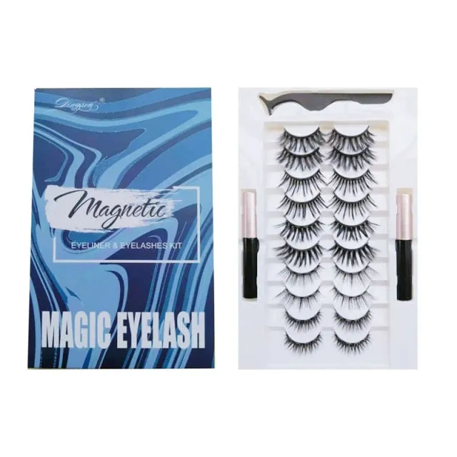 VenusFox Mix 1/3/5/7/10 Pairs Eye Makeup Magnet Lashes Magnetic False Eyelashes Liqiud Eyeliner Beauty Kit Mink Eyelash Wholesale