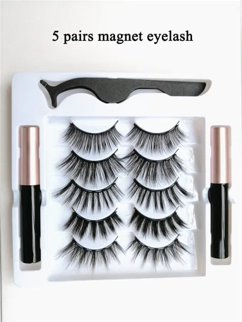 VenusFox Mix 1/3/5/7/10 Pairs Eye Makeup Magnet Lashes Magnetic False Eyelashes Liqiud Eyeliner Beauty Kit Mink Eyelash Wholesale