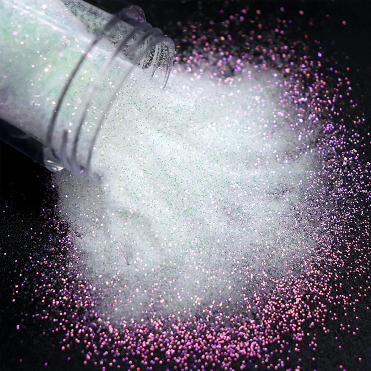 White Nail Glitter Powder Holographic Reflective Sugar Glitter for Nails Art Designs Loose Shiny Mermaid Crystals Manicure Pigment Dust Acrylic Fairy Nail Dipping Powder