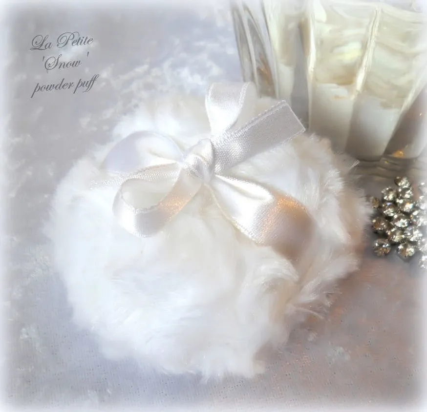 WHITE Powder Puff, mini 3 inch