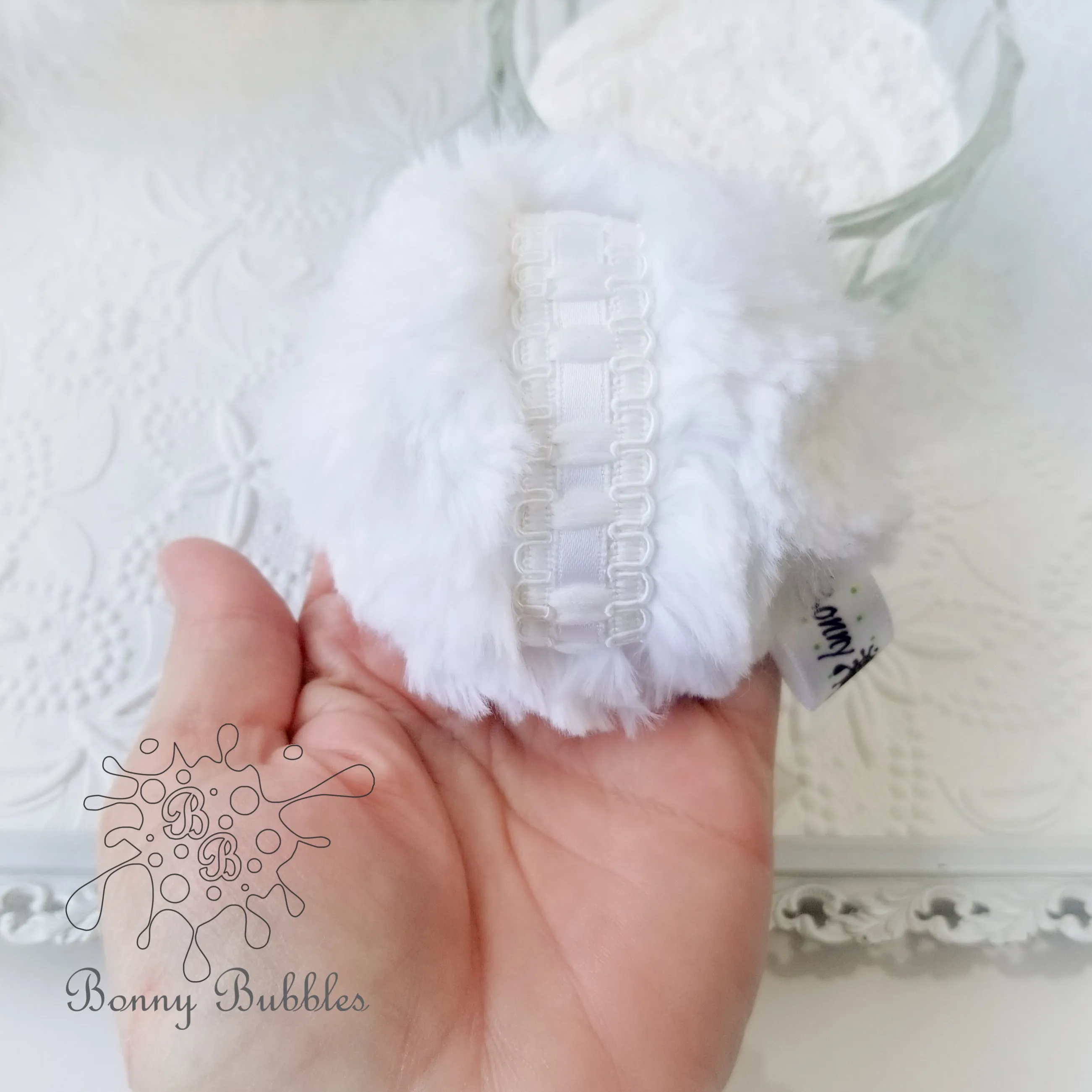 WHITE Powder Puff,  mini 3 inch