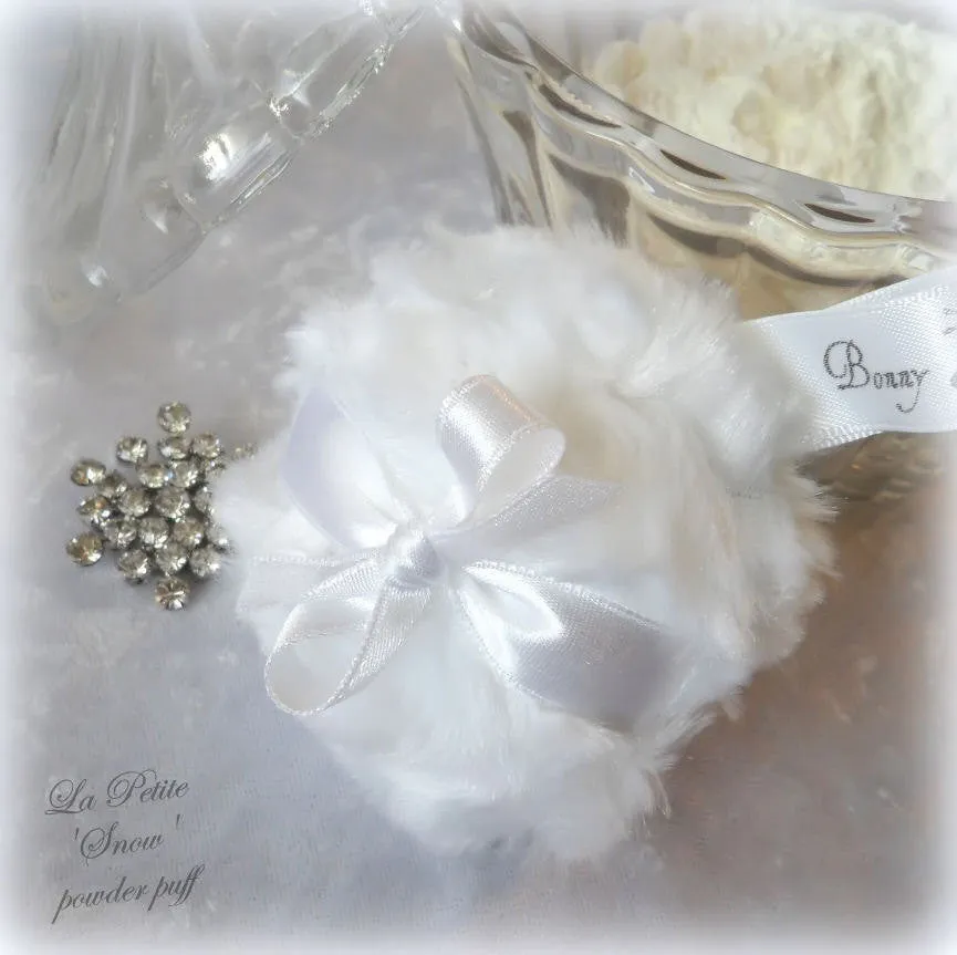 WHITE Powder Puff, mini 3 inch
