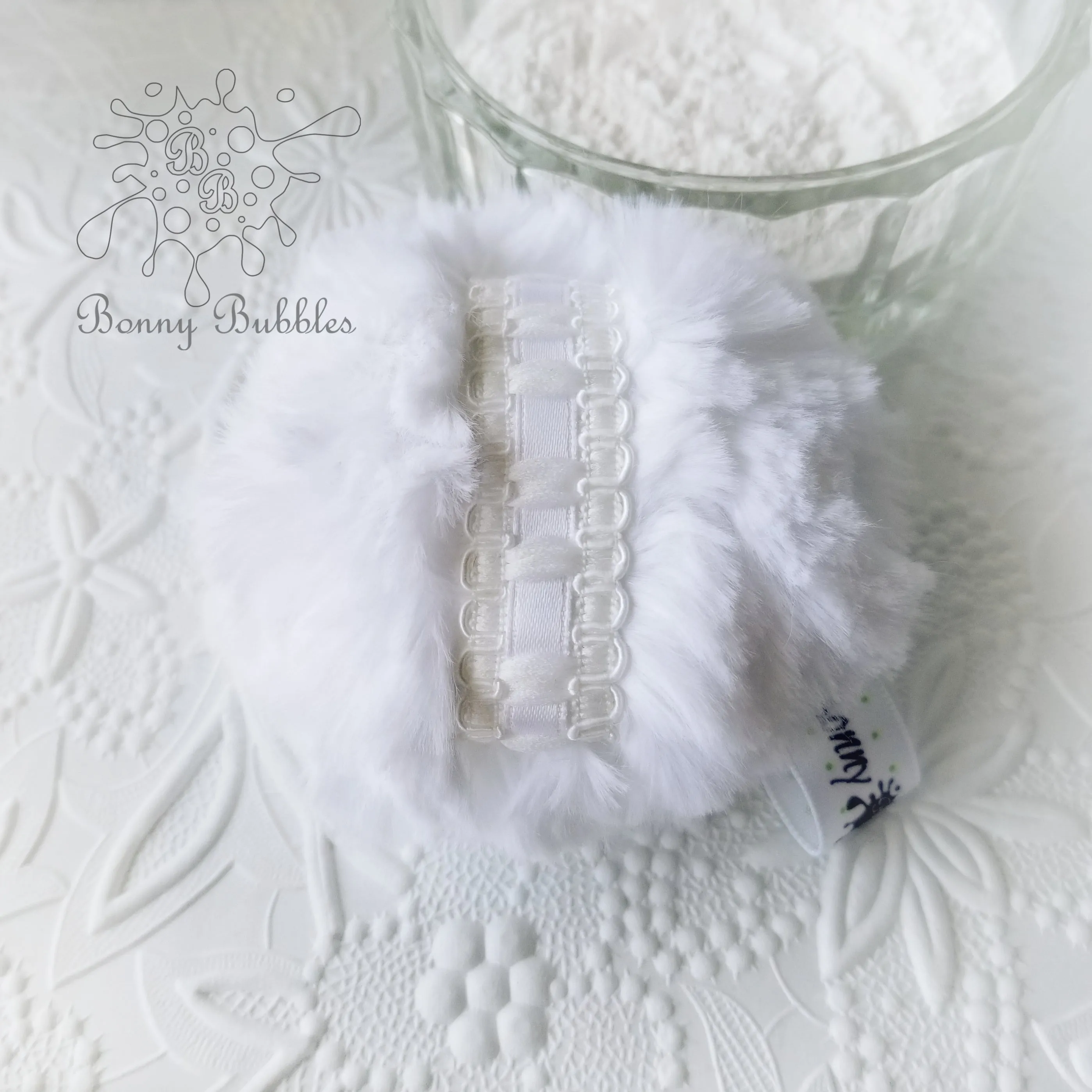 WHITE Powder Puff,  mini 3 inch