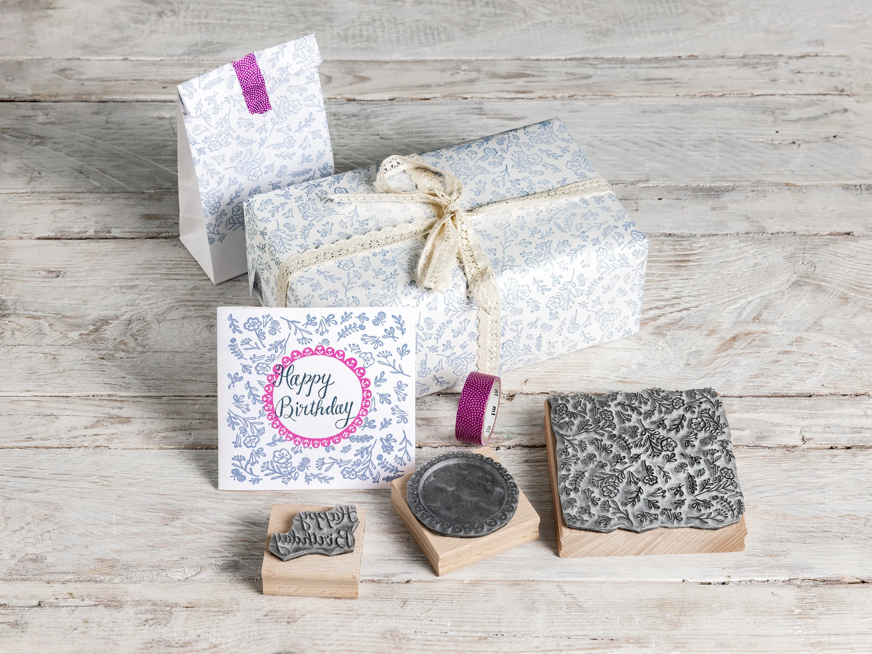 Wild Flower with Bees and Butterflies All Over Pattern Stamp