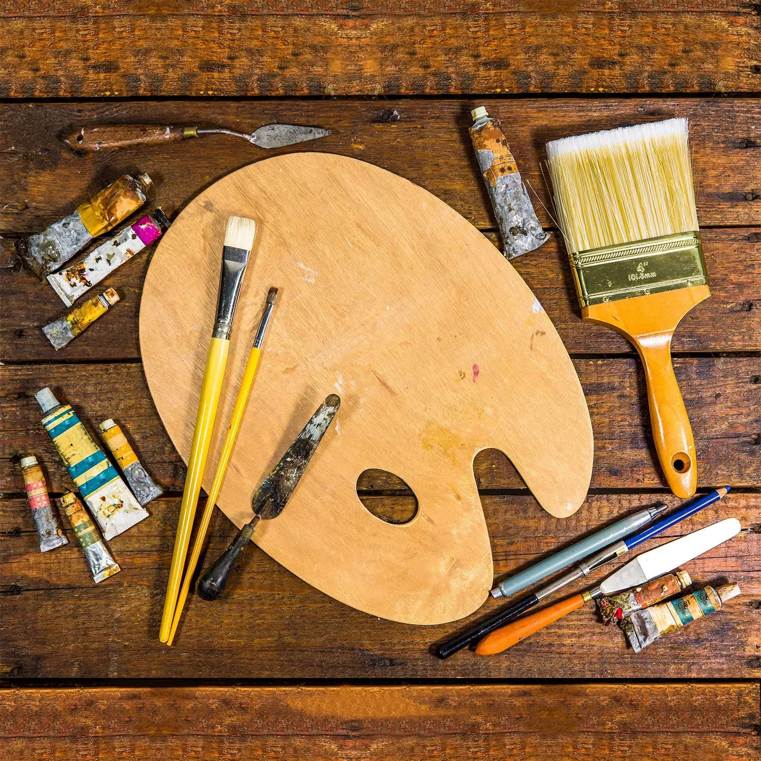Wooden Colour Mixing Palette Round