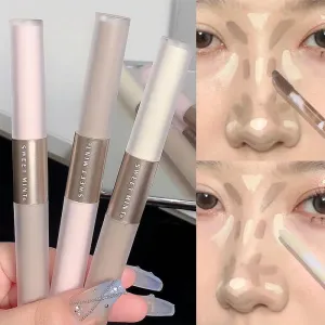 Yeknu Liquid Contouring Bronzer Stick 2 in 1 Brightens Skin Warm Tone Brown Nose Shadow Contour Matte Highlighter Face Bronzer Makeup