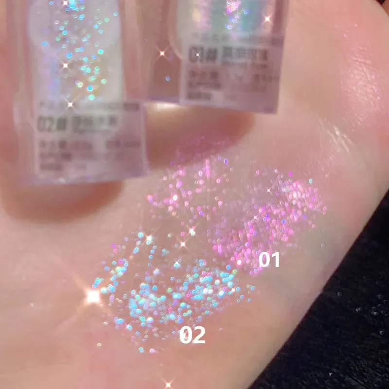 Yeknu Purple Blue Glitter Liquid Highlighter Water Light Diamond Polarized Liquid Eyeshadow Bright Crystal Highgloss Palette Cosmetics