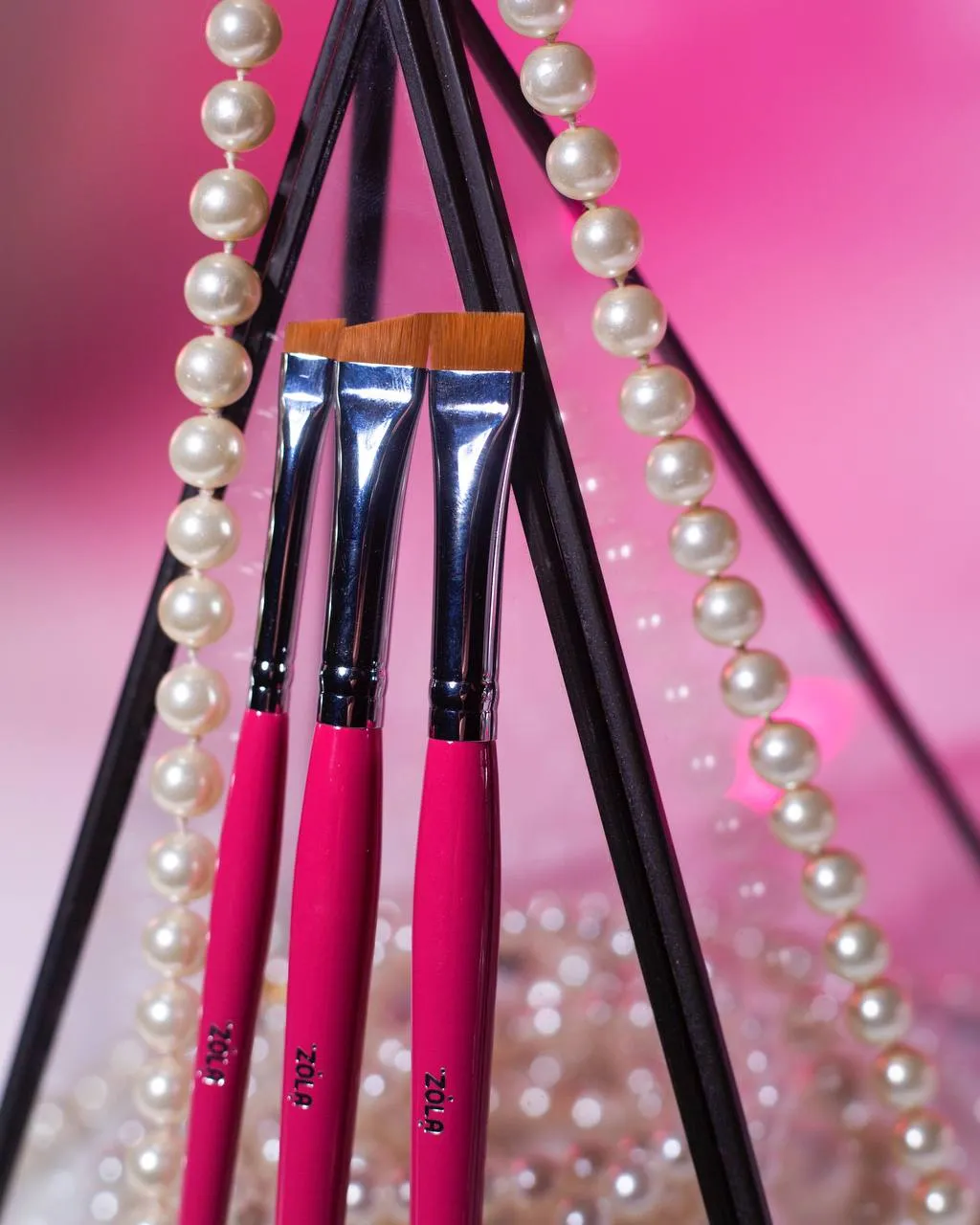 ZOLA Professional set of eyebrow brushes MAGIC BROW BRUSHES Raspberry