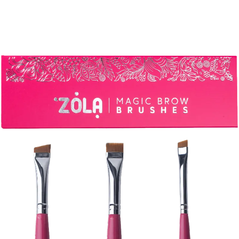 ZOLA Professional set of eyebrow brushes MAGIC BROW BRUSHES Raspberry