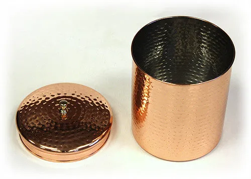 Zuccor Stainless Steel Canister w/ Hammered Copper Plated Exterior - 9"